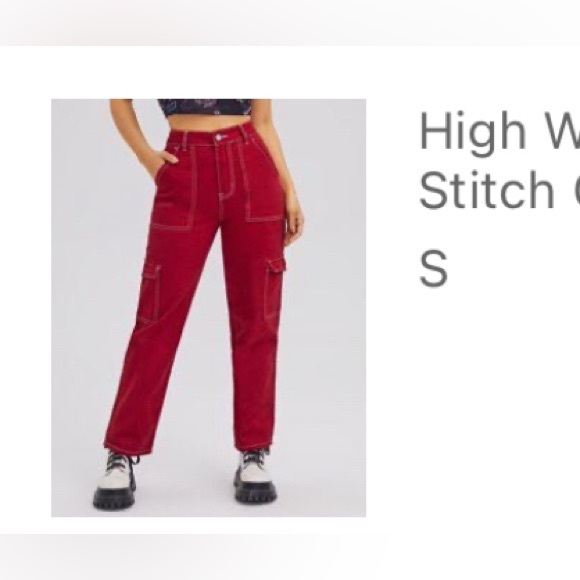 Shein Red Cargo Pants - Picture 7 of 7